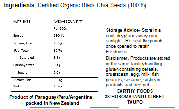 Earthy Organic Chia Seeds  250g