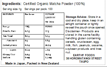 Earthy Matcha Powder Organic 100g