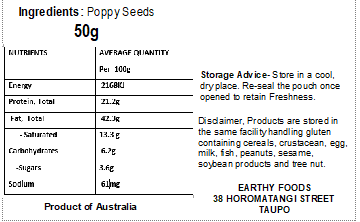 Earthy Poppy Seeds 50gm