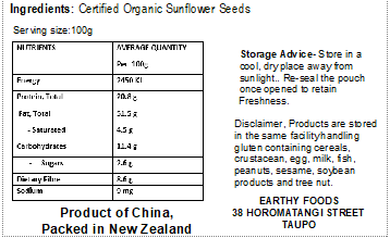 Earthy Organic Sunflower Seeds 300GM