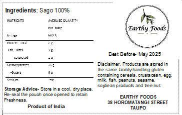 Earthy Sago Pearls ( Sabudana) 450GM