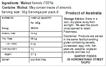 Earthy Walnut Halves 250g