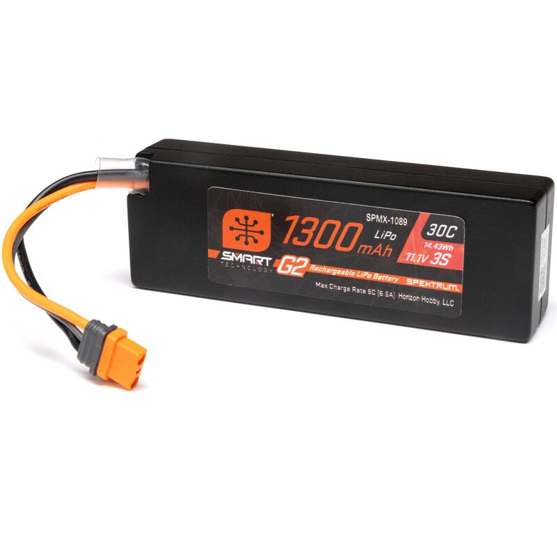 Spektrum 11.1V 1300mAh 3S 30C Smart G2 LiPo Battery: IC2 Connector Mojave Typhon Grom BLX