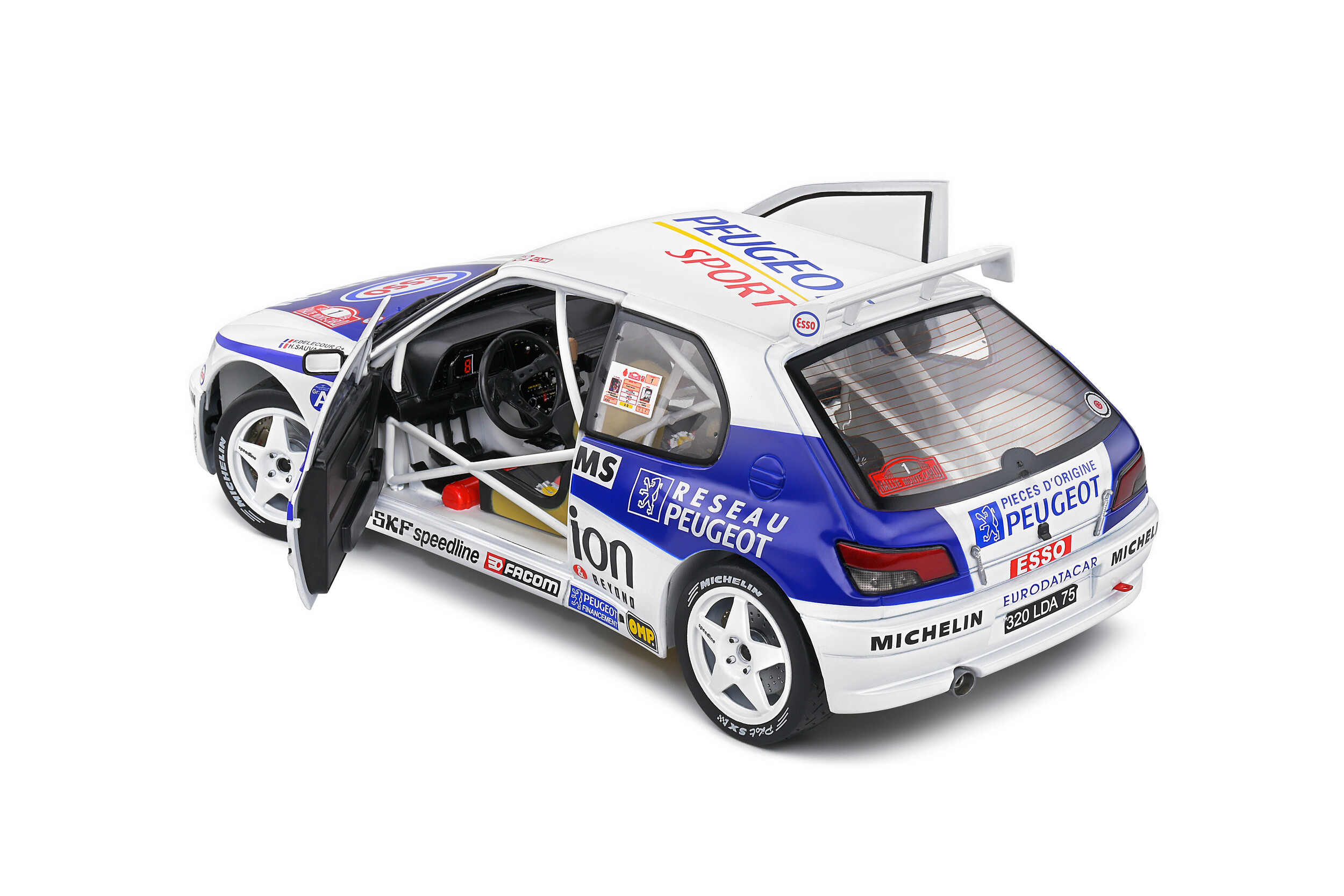 Solido 1:18 1996 Peugeot 306 Maxi White #1 F Delecour/M Sauvage Rally Monte Carlo