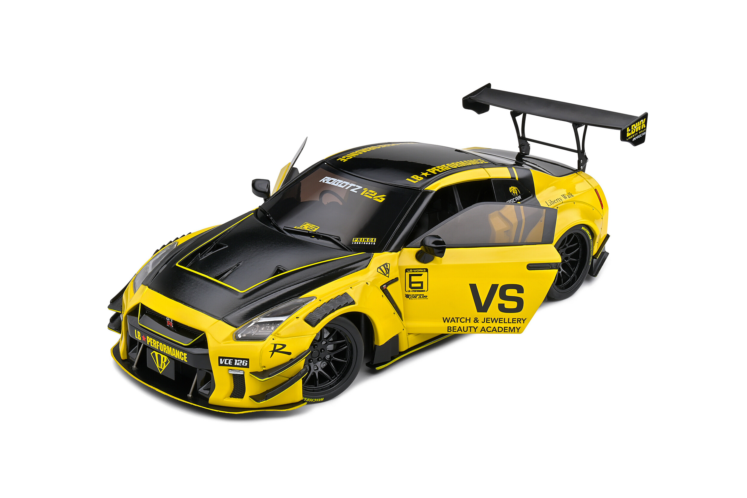Solido 1:18 2020 Nissan GT-R (R35) Liberty Walk Body Kit 2.0, Yellow