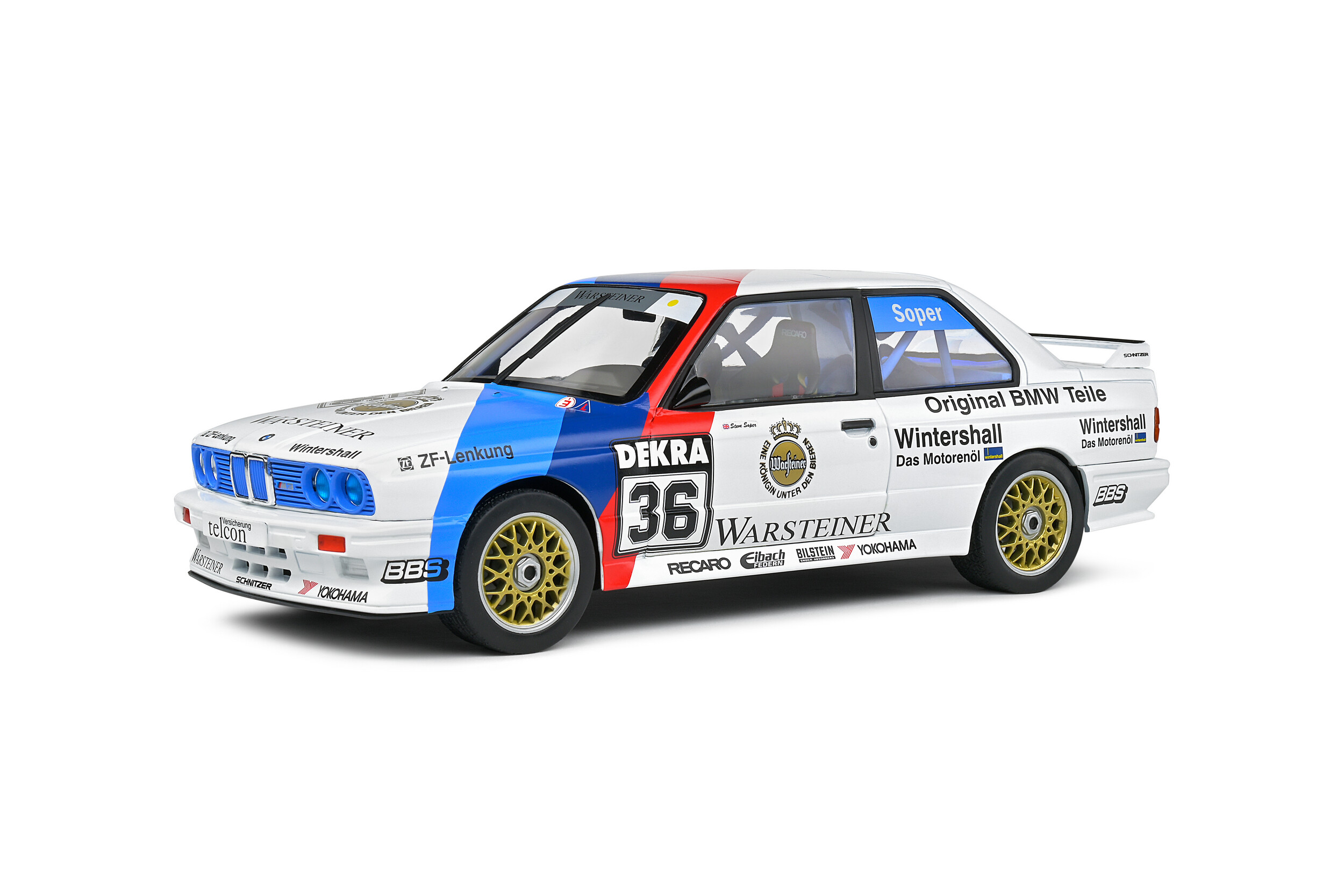 Solido 1:18 1989 BMW E30 M3 White #36 Soper DTM