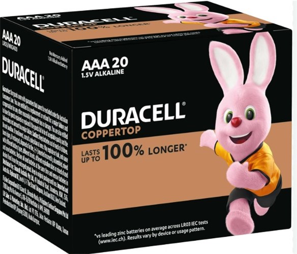 DURACELL COPPERTOP AAA PK20