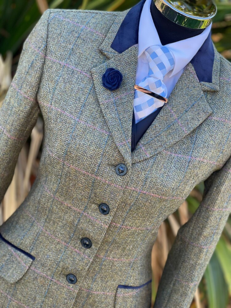 LP Designs Green Tweed Herringbone Jacket Ladies Size 6
