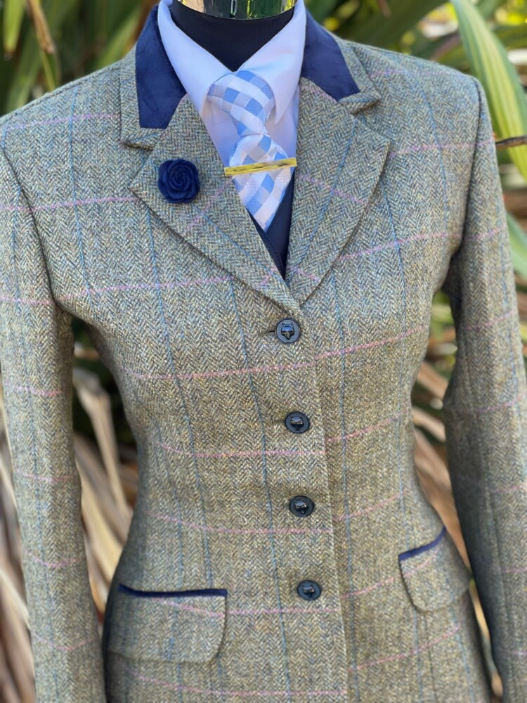 LP Designs Green Tweed Herringbone Jacket Ladies Size 6