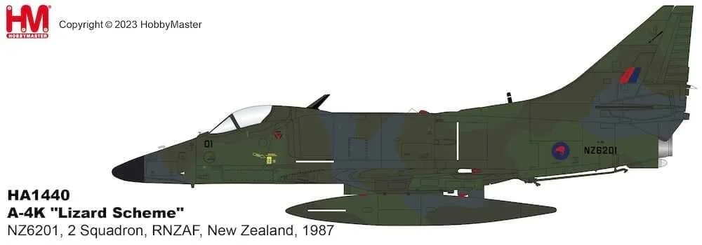 Hobby Master 1/72 A-4K Skyhawk “Lizard Scheme” NZ6201, 2 Squadron, RNZAF, New Zealand, 1987