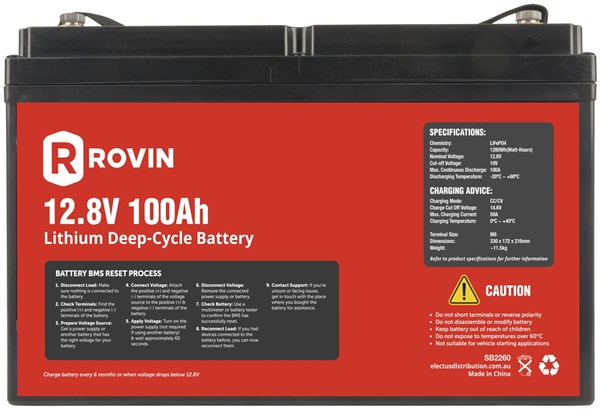 BATT LIFEPO4 12.8V 100AH DEEP CYCLE RVN