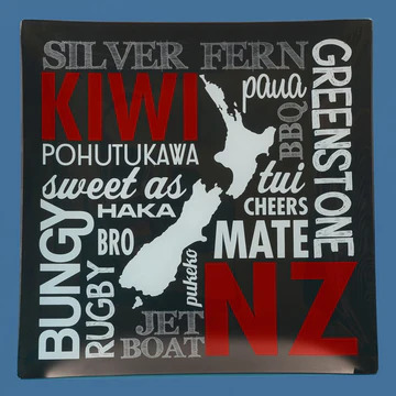 Kiwiana words plate