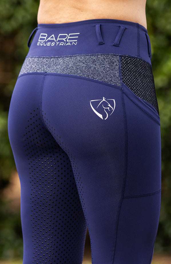 Bare Equestrian Performance Tights Active Navy Oxford 10-12