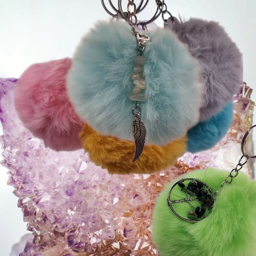 Crystal Pom Keyrings small