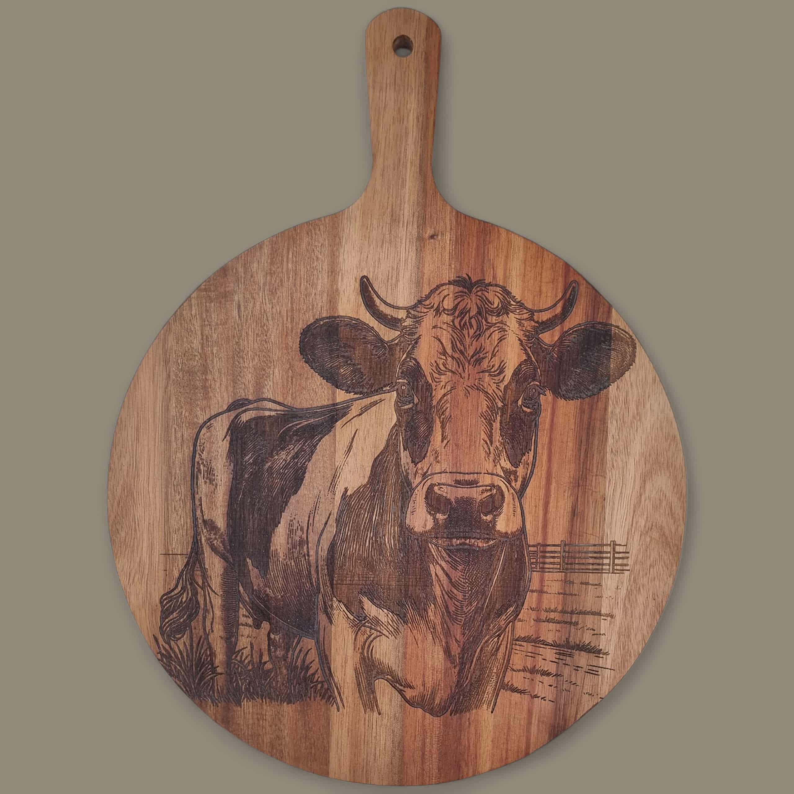 Round serving board- Cow