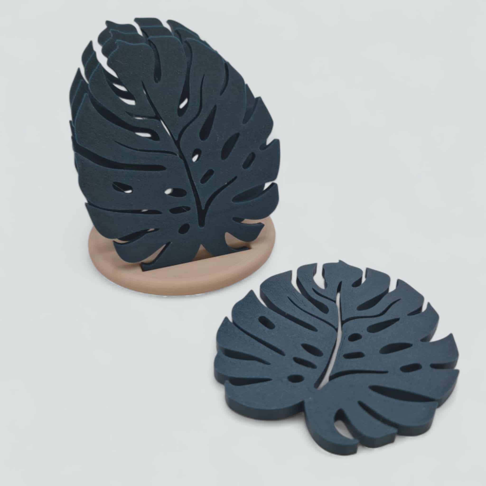 Monstera Coasters x 4 with holder