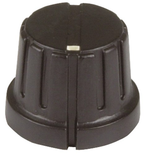 KNOB PLAST PUSH ON 6MM/18TH D20XH16 BLK