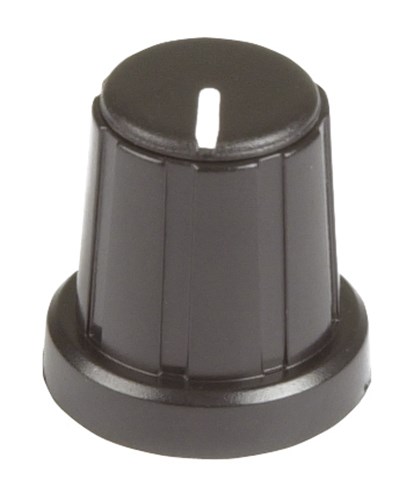 KNOB PLAST PUSH ON 1/4IN SHAFT CAP BLK