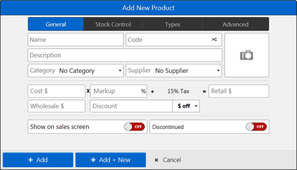 SalesPoint Add Product Screen